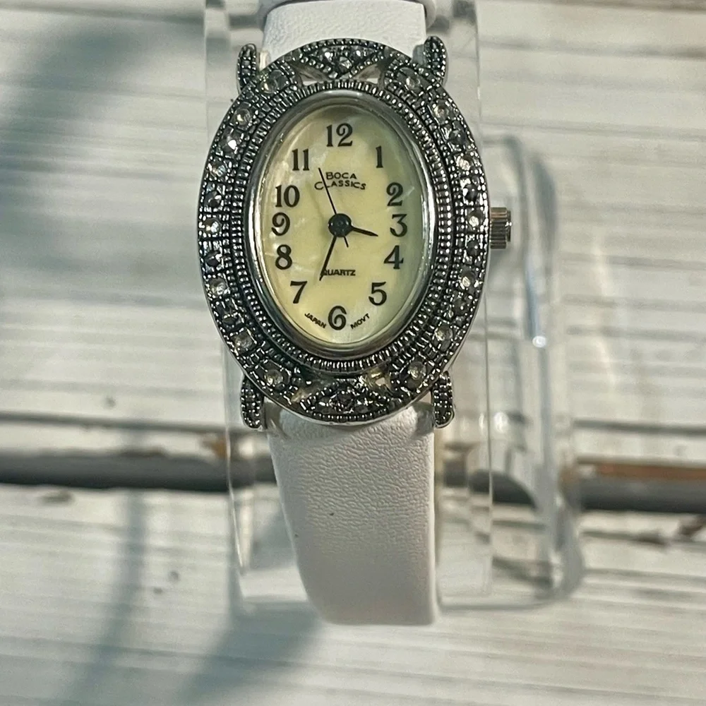 NEW BATTERY Vintage 90's Watch Boca‎ Classics Antique Victorian Mother Of Pearl
